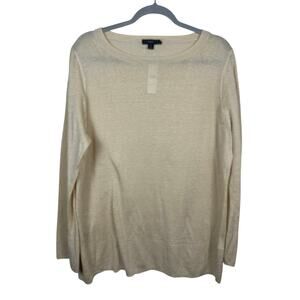 NWT J. Crew 100% Linen Butter Yellow Sweater Lightweight Tunic Size Small Sheer
